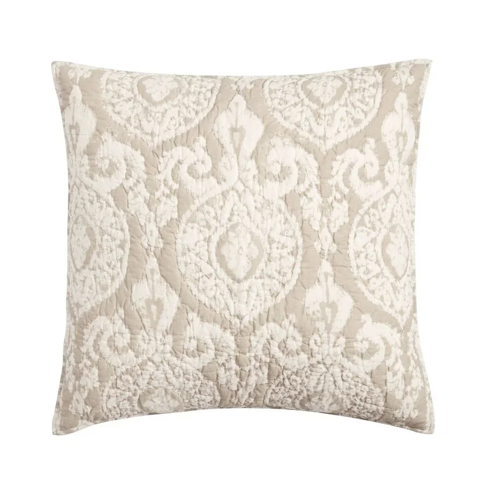 Pottery Barn Deepika Padukone Quilted Pillow Sham Cover Euro Square Neutral NEW